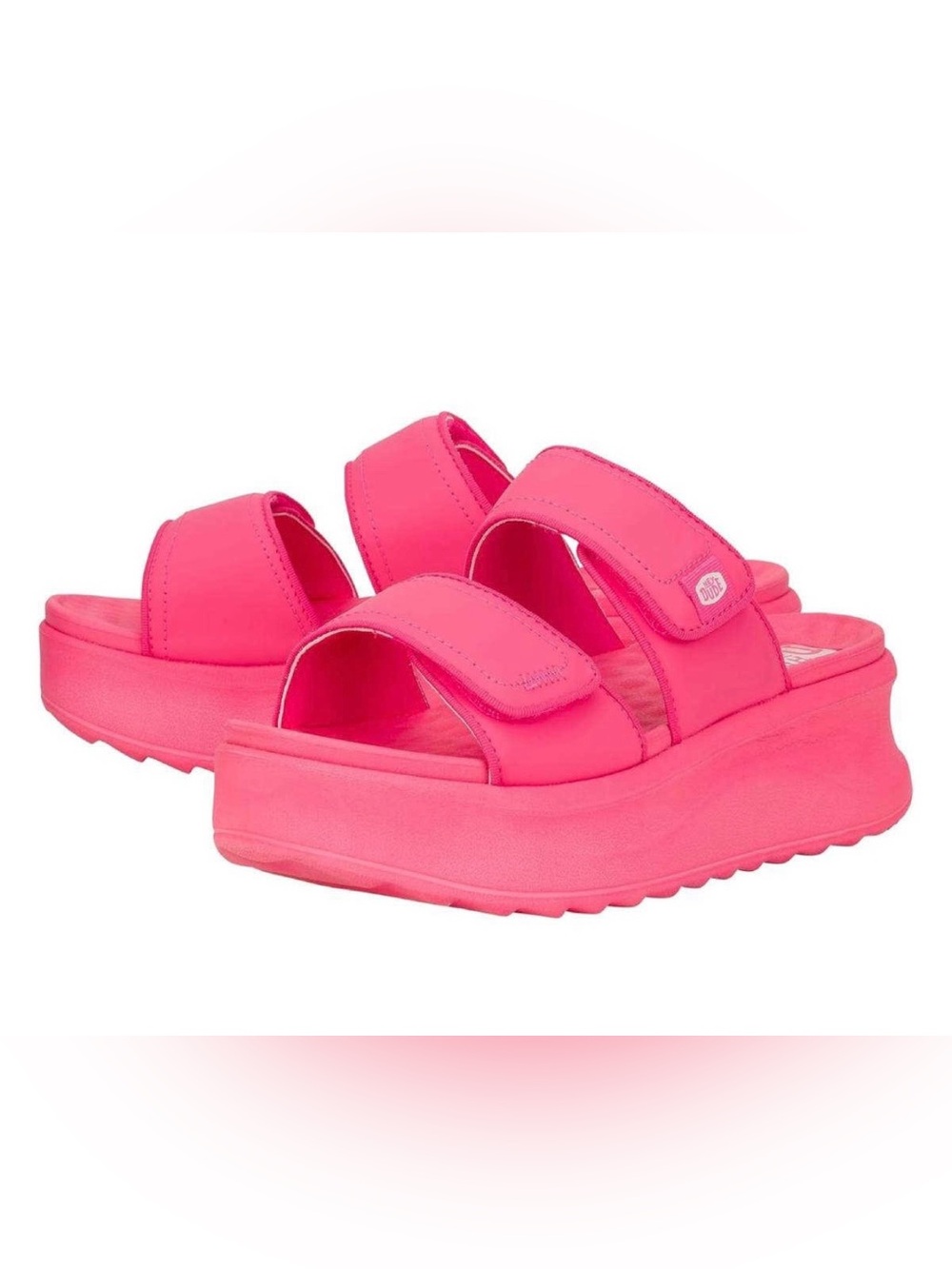 🆕 Hey Dude Delray Slide Platform Sandals Electric Pink Women’s Size 11